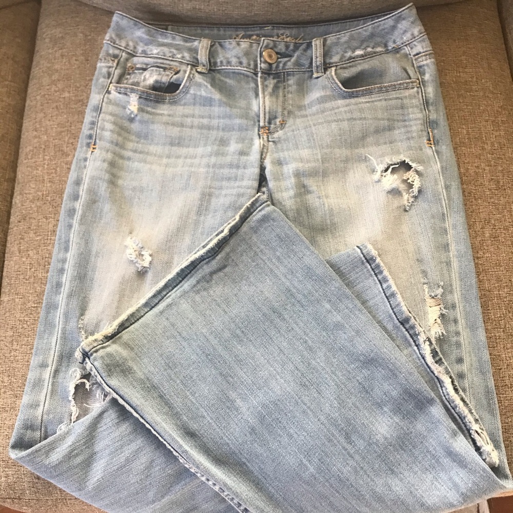 American Eagle sz 6 vintage Y2K low-rise destroyed ripped super-soft flares